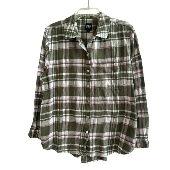 GAP Tops - GAP Green and Pink Plaid Shirt Size XL Extra Large Soft